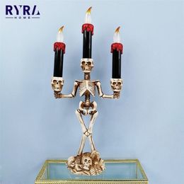 Party Decoration Halloween Led Lights Skull Ghosts Candle Pumpkin Happy Decor For Home 220908