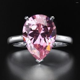 Cluster Rings 2022 Trend Water Drop High Carbon Pink Sapphire Ruby Citrine Gemstone Wedding Party Ring Fine Jewellery Gift For Women