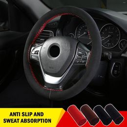 Steering Wheel Covers Car Suede Hand-stitched Cover Universal Anti-fall Interior Non-slip Parts Accessories Sweat-absorbing Z5S6