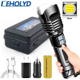 Ceholyd Brightest Led Flashlight Usb Rechargeable XHP100 Power Bank Battery Flash Light Aluminum Torch Zoomable Waterproof J220713