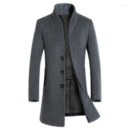 Men's Trench Coats Autumn Winter Brand Men Wool Blends Fashion Solid Colour Middle Long Overcoat Luxury Business Casual Coat S-3XL