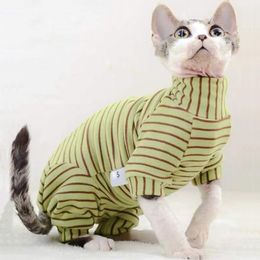 Cat Costumes Sphynx Cat Clothes Thicken Kittens Jumpsuit For Sphinx Cats Striped Hoodies Warm Costume DevonRex Shirt Spring Autumn Winter 220908