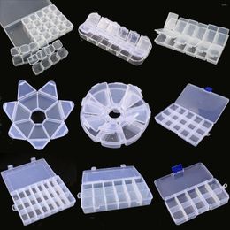 Jewelry Pouches Transparent Plastic Storage Boxes Compartment Adjustable Craft Organizer Beads Earrings Display Rectangle Box