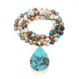 Pendant Necklaces Natural Stone Necklace Ocean Beaded Chaain For Men Women Energy Boho Jewelery Drop