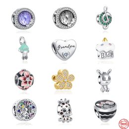 925 Silver Charm Beads Dangle Musical Birthday Cake Flower Accessories Bead Fit Pandora Charms Bracelet DIY Jewellery Accessories