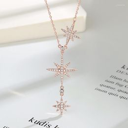 Pendant Necklaces Double Meteor Necklace Female Fashion Long Paragraph Tassel Sweater Chain Light Luxury Hexagram Clavicle Tide