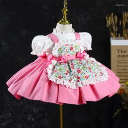 Girl Dresses 2022 Summer Girls Princess Lolita Style Bow Lace Wedding Dress Party Pageant Tulle Kids Clothes 2-7 Years