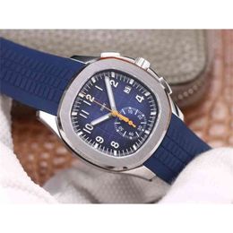 Männers Uhr Automatische mechanische Chronograph für blaues Zifferblatt Gummi -Gurt Luxus 1 Replik