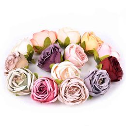 Faux Floral Greenery 10 pcsparty Silk Roses Bud Artificial Flower Head Diy Wreath Box Gift Christmas Decoration For Wedding Home Decor 4 Cm Fake Flower J220906