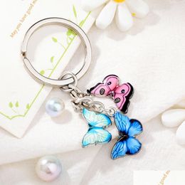 Key Rings New Colorf Enamel Butterfly Keychain Insects Car Key Women Bag Accessories Jewelry Gifts Fashion Keyring Charms Je Yydhhome Dhzmu