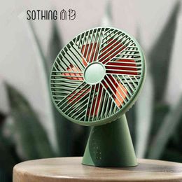 Electric Fans Sothing Desktop Fan Rainforest Version Mini Fan Rechargeable Handheld Removable Super Wind Silent Fan Cooler For Home T220914