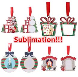 Sublimation White Blank Metal Christmas Decorations Heat Transfer Santa Claus Pendant DIY Christmas Tree Ornaments Gifts FY4756 EE