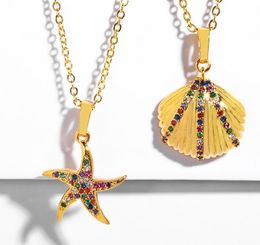 Jewellery Necklaces Pendants seashell starfish chain necklace Zirconia Jewellery Cubic Crystal Cz Fashion Charm s4j