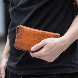 Card Holders AETOO Mobile Wallet Men's Long Large-capacity Leather Retro Handmade First Layer Cowhide Zipper Youth