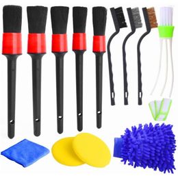 Car Sponge 13Pcs Cleaning Brush Set Wire Pad Wash MiDetailing Tool For Interior Air Vent Wheel Rim