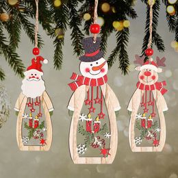Other Event Party Supplies Wooden Christmas Decoration Santa Claus Hanging Pendant DIY Xmas Tree Year Home Decor Gifts Funny Ornaments 220908