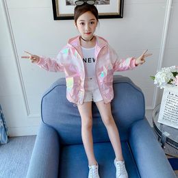 Jackets 5-14 Year Teen Girls Coat 2022 Fashion Letter Pattern Jakcet For Spring Autumn Casual Hooded Children's Outerwear Clothing