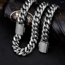 Chains Hip Hop Jewellery 18mm Iced Cuban Link Chain 18 K Miami Curb For Men Never Fading Solid Necklace