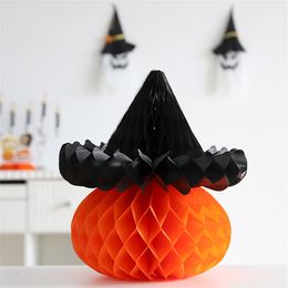 Festive Halloween Pumpkin Honeycomb Decorations Witch Hat Hanging Pendant for Kids Party Haunted House Indoor Decor KDJK2209