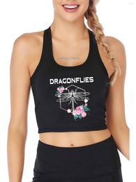 Women's Tanks Dragonflies Lovely Mandala Flowers Design Breathable Slim Fit Tank Top Women's Yoga Sports Training Crop Tops