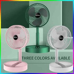 Electric Fans Portable Desktop Fan 3 Gear Rechargeable Mini Folding Telescopic Low Noise Household Bedroom Office Summer Cooling Fan T220907