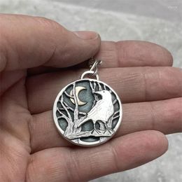 Pendant Necklaces Vintage Style Textured Woods Branches Eagle Half Moon Necklace Charm Fashion Men's Women's Gift Jewelry Drop