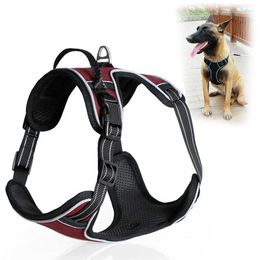 Dog Collars Harness Vest With Handle No-Pull Pet Safety Seat Belt Trip Reflective Breathable For Dogs