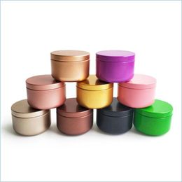 Perfume Bottle Aluminum Candle Tin 50Ml Per Bottle Round Containers Cosmetic Jars Oil Cream Pot Empty Aromatherapy Sealed Metal Can T Dhbqe