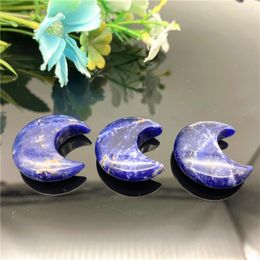 Decorative Figurines Lovely 1/2pcs Natural Blue Sodalite Moon Shaped Gemstone Healing Crystal Specimen Polished Stones And Crystals