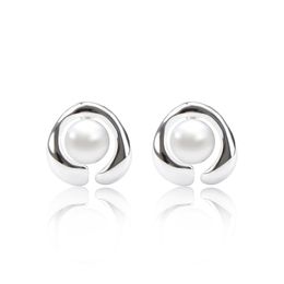 Simple Dangles S925 Sterling Silver Earrings for Women Elegant Ear Studs with Natural Freshwater Pearl Fashion High Jewelry