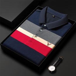 Men's Polos High quality fashion stripe embroidered polo shirt men's Lapel Korean casual Paul spring long sleeve T 220908