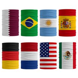 World Cup Flag Bandana Party Decoration USA Germany Qatar Multifunctional Summer Ice Silk Magic Face Mask 8 Style