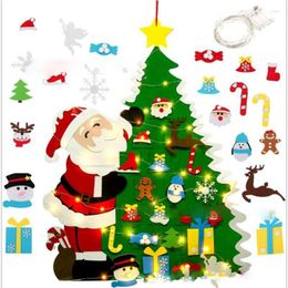 Christmas Decorations Felt Tree Children Diy 3D Xmas Gifts Merry Decor For Home Cartoon Santa Claus Happy Year 2022 Noel