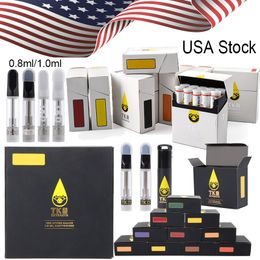 -EE. UU. Stock TKO Extraces atomizadores Cartuchos de vape Embalaje de 0.8 ml 1 ml Carts vacíos 510 Hilo grueso Vaporizador de lápiz de pluma e cigarrillos