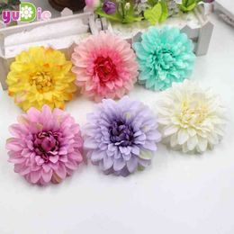 Faux Floral Greenery 5 pcsparty 95cm artificial silk corsage headdress dahlia daisy chrysant flowers handmade DIY home decor head J220906