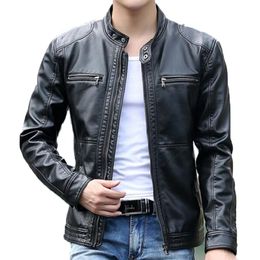 Men's Leather Faux leather Jacket design stand collar Coat Men casual motorcycle coat Mens Sheepskin jackets Windbreaker Coats 220908