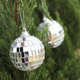 Other Event Party Supplies Christmas Silver Disco Mirror Ball for Party Decoration Christmas Tree Wedding Birthday Party Hanging Ornaments 220908