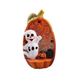Halloween Toys Halloween Ghost Witch Pumpkin Lantern with LED Light Ceramic Statues Figurines Glowing Lamp Desktop Ornament Party Decor 220908