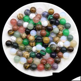 Stone Natural Stone Loose Half Hole Beads Rose Quartz Tigers Eye Opal Crystal Agate For Diy Earrings Jewellery Accessories Dhseller2010 Dhx5K