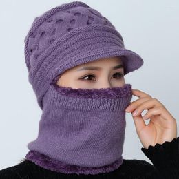 Berets 2022 Winter Balaclava Beanies Mother Hat Women Warm Thick Skullies Riding Outdoor Hats Gorras Stripes Beanie Cap Mask