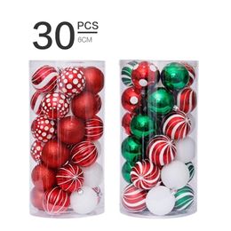 Christmas Decorations 30Pcs Tree Decor Balls Pendant Glitter Red Green Plating Hanging Pendants Ball Home Ornament 220908