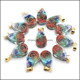 Charms Retro Colorf Natural 7 Colours Chakras Stone Charms Resin Waterdrop Shape Pendants Wholesale For Necklace Jewellery Dhseller2010 Dhwra