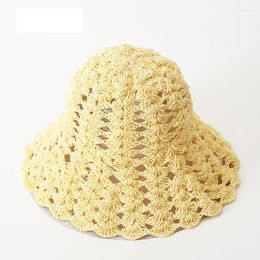 Wide Brim Hats Foldable Colorful Crochet Straw Hat Outdoor Sun Visor UPF 50 Summer For Women Girl