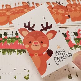Other Event Party Supplies 50PCs Merry Christmas Gift Cards Greeting Card Christmas Tree Stickers Cute Design For Year Gift Xmas Party Decoration 220908