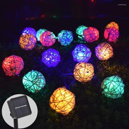 Strings Ousam LED Solar Light String Rattan Ball 6 Meters 30 Lamp Garland Fairy Lights For Christmas Garden Decoration