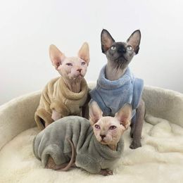 Cat Costumes Dog Apparel Sphinx Hairless Clothes Flannel Warm in Winter Four-legged Devon Pet 220908