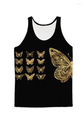 Men's Tank Tops Real USA American Size Golden Butterflies 10 Styles Sublimation Printing Breathable