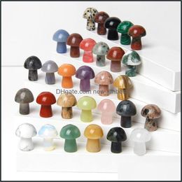 Stone Polished Natural Stone Carved Crystal Mini Mushroom Healing Reiki Mineral Statue Ornament Home Decor Gift Mix Colo Dhseller2010 Dhm91