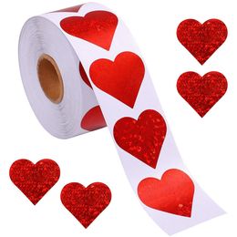 Decorative Stickers 500pcs Red Heart Shape Labels Valentine's Day Paper Packaging Sticker Candy Dragee Bag Gift Box Packing Bag Wedding