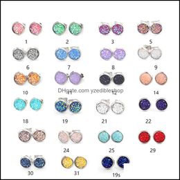 Stud Mini Round Stainless Steel Stud 8Mm Resin Druzy Drusy Earrings Handmade For Women Jewellery Men Drop Delivery 2021 Dhseller2010 Dh3B9